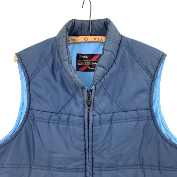 Vintage Sears Blue Puffer Vest With Zip Closure & Pockets Outerwear Medium Tall - Picture 6 of 6